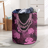 Pink Hawaii Kukui Nut Lei Laundry Basket Hawaiian Pattern Monstera Tropical Vibes LT14 Pink - Polynesian Pride