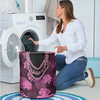 Pink Hawaii Kukui Nut Lei Laundry Basket Hawaiian Pattern Monstera Tropical Vibes LT14 - Polynesian Pride