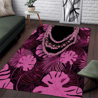 Pink Hawaii Kukui Nut Lei Area Rug Hawaiian Pattern Monstera Tropical Vibes LT14 Pink - Polynesian Pride