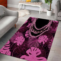 Pink Hawaii Kukui Nut Lei Area Rug Hawaiian Pattern Monstera Tropical Vibes LT14 - Polynesian Pride