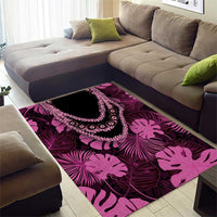 Pink Hawaii Kukui Nut Lei Area Rug Hawaiian Pattern Monstera Tropical Vibes LT14 - Polynesian Pride