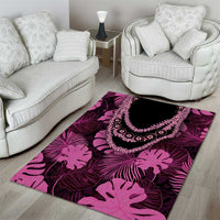 Pink Hawaii Kukui Nut Lei Area Rug Hawaiian Pattern Monstera Tropical Vibes LT14 - Polynesian Pride