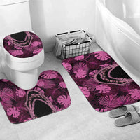 Pink Hawaii Kukui Nut Lei Bathroom Set Hawaiian Pattern Monstera Tropical Vibes LT14 Mat Set Only (3 pcs) One Size Pink - Polynesian Pride