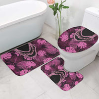 Pink Hawaii Kukui Nut Lei Bathroom Set Hawaiian Pattern Monstera Tropical Vibes LT14 - Polynesian Pride