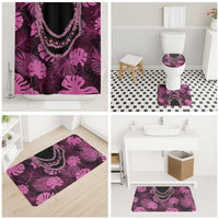 Pink Hawaii Kukui Nut Lei Bathroom Set Hawaiian Pattern Monstera Tropical Vibes LT14 - Polynesian Pride
