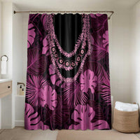 Pink Hawaii Kukui Nut Lei Bathroom Set Hawaiian Pattern Monstera Tropical Vibes LT14 Shower Curtain Only Pink - Polynesian Pride