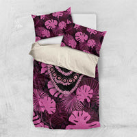Pink Hawaii Kukui Nut Lei Bedding Set Hawaiian Pattern Monstera Tropical Vibes LT14 US Twin 172cm x 218cm Pink - Polynesian Pride