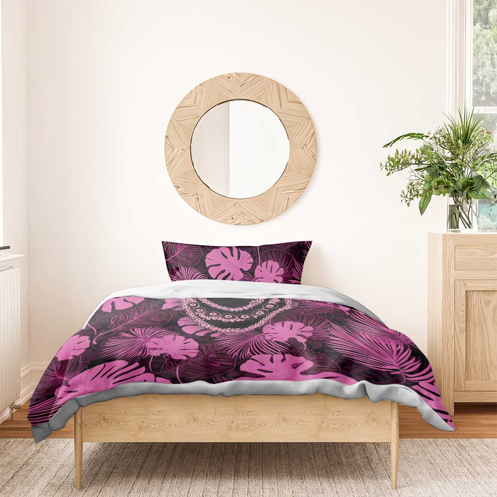 Pink Hawaii Kukui Nut Lei Bedding Set Hawaiian Pattern Monstera Tropical Vibes LT14 - Polynesian Pride