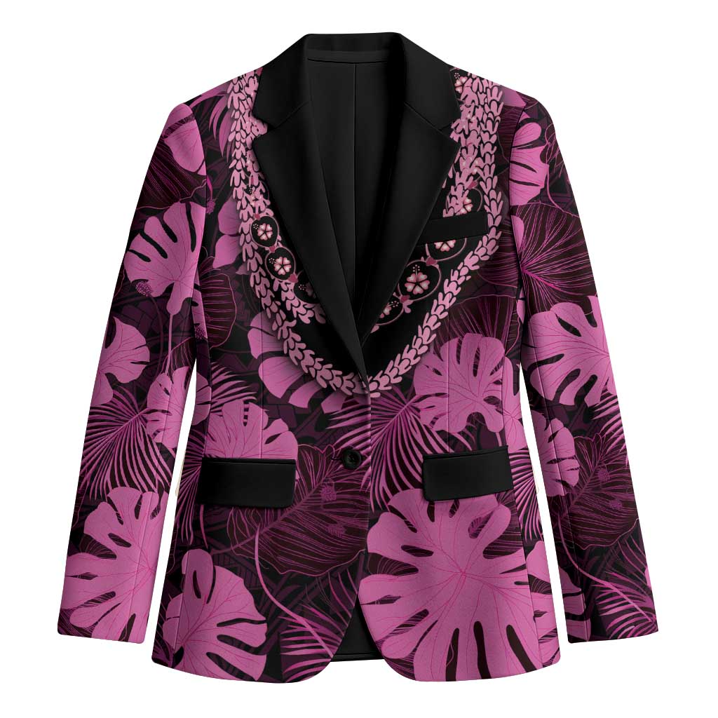 Pink Hawaii Kukui Nut Lei Blazer Hawaiian Pattern Monstera Tropical Vibes LT14 Unisex Pink - Polynesian Pride