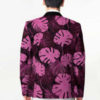 Pink Hawaii Kukui Nut Lei Blazer Hawaiian Pattern Monstera Tropical Vibes LT14 - Polynesian Pride