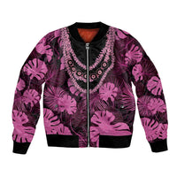 Pink Hawaii Kukui Nut Lei Bomber Jacket Hawaiian Pattern Monstera Tropical Vibes LT14 Unisex Pink - Polynesian Pride