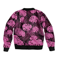 Pink Hawaii Kukui Nut Lei Bomber Jacket Hawaiian Pattern Monstera Tropical Vibes LT14 - Polynesian Pride