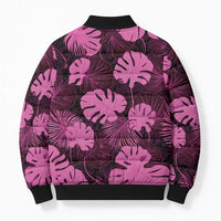 Pink Hawaii Kukui Nut Lei Bomber Puffer Jacket Hawaiian Pattern Monstera Tropical Vibes LT14 - Polynesian Pride