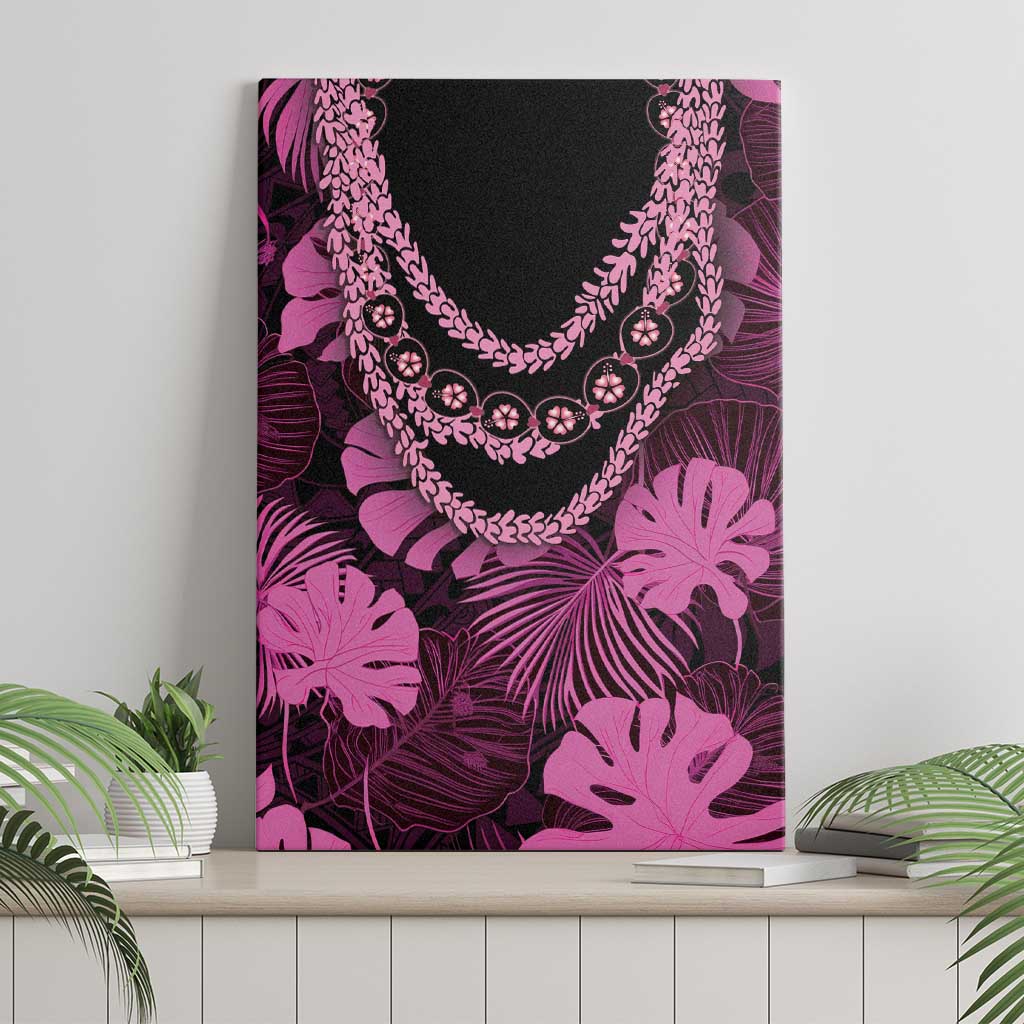 Pink Hawaii Kukui Nut Lei Canvas Wall Art Hawaiian Pattern Monstera Tropical Vibes LT14 - Polynesian Pride
