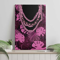 Pink Hawaii Kukui Nut Lei Canvas Wall Art Hawaiian Pattern Monstera Tropical Vibes LT14 - Polynesian Pride