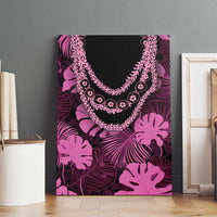 Pink Hawaii Kukui Nut Lei Canvas Wall Art Hawaiian Pattern Monstera Tropical Vibes LT14 - Polynesian Pride