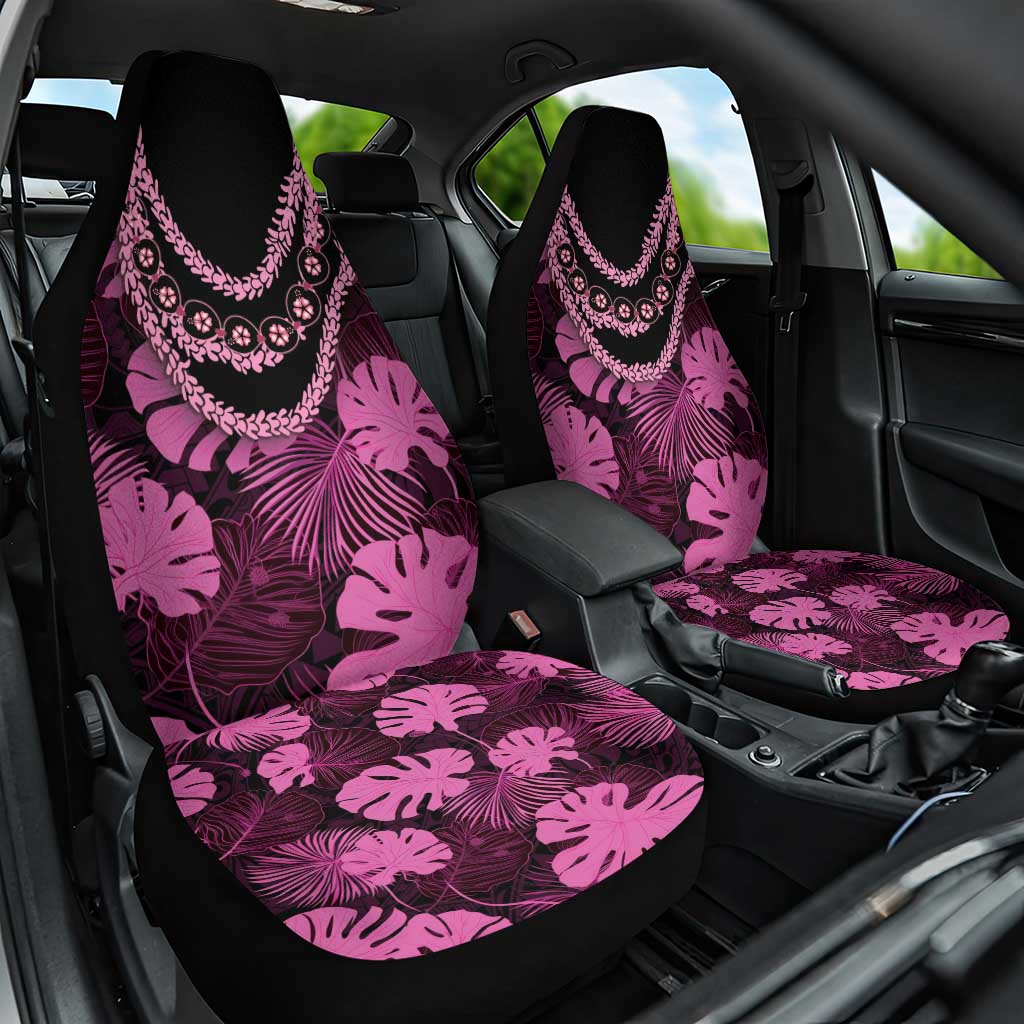 Pink Hawaii Kukui Nut Lei Car Seat Cover Hawaiian Pattern Monstera Tropical Vibes LT14 One Size Pink - Polynesian Pride