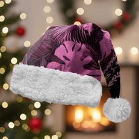 Pink Hawaii Kukui Nut Lei Christmas Santa Hat Hawaiian Pattern Monstera Tropical Vibes LT14 With Fur Pink - Polynesian Pride