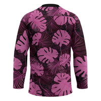 Pink Hawaii Kukui Nut Lei Hockey Jersey Hawaiian Pattern Monstera Tropical Vibes LT14 - Polynesian Pride