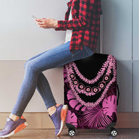 Pink Hawaii Kukui Nut Lei Luggage Cover Hawaiian Pattern Monstera Tropical Vibes LT14 - Polynesian Pride
