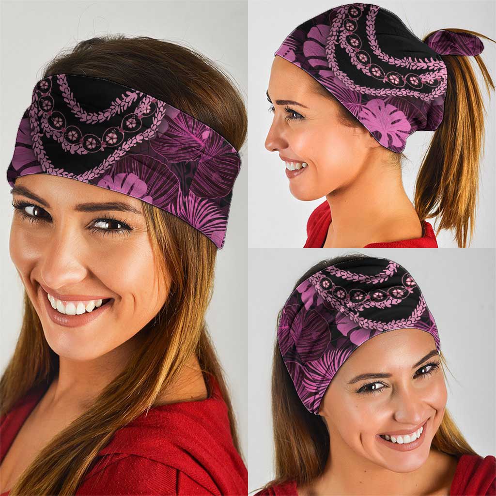 Pink Hawaii Kukui Nut Lei Neck Gaiter Hawaiian Pattern Monstera Tropical Vibes LT14 - Polynesian Pride
