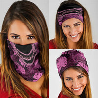 Pink Hawaii Kukui Nut Lei Neck Gaiter Hawaiian Pattern Monstera Tropical Vibes LT14 - Polynesian Pride