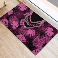 Pink Hawaii Kukui Nut Lei Rubber Doormat Hawaiian Pattern Monstera Tropical Vibes LT14 - Polynesian Pride