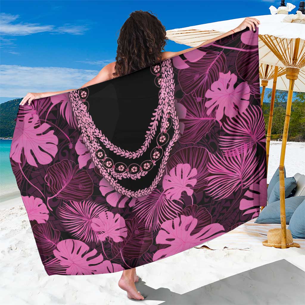 Pink Hawaii Kukui Nut Lei Sarong Hawaiian Pattern Monstera Tropical Vibes LT14 One Size 44 x 66 inches Pink - Polynesian Pride