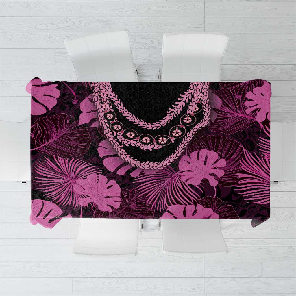 Pink Hawaii Kukui Nut Lei Tablecloth Hawaiian Pattern Monstera Tropical Vibes LT14 Pink - Polynesian Pride