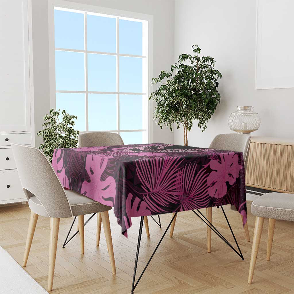 Pink Hawaii Kukui Nut Lei Tablecloth Hawaiian Pattern Monstera Tropical Vibes LT14 - Polynesian Pride