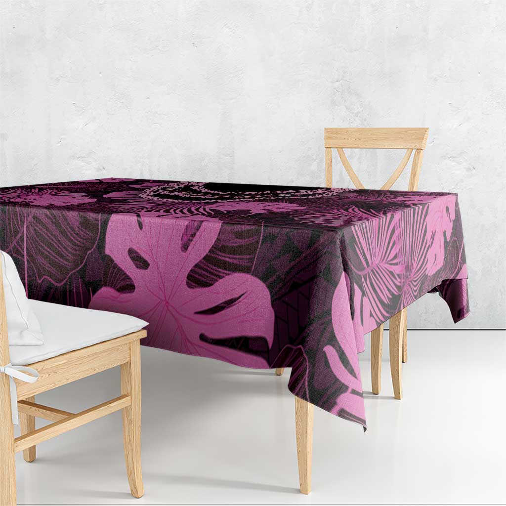 Pink Hawaii Kukui Nut Lei Tablecloth Hawaiian Pattern Monstera Tropical Vibes LT14 - Polynesian Pride