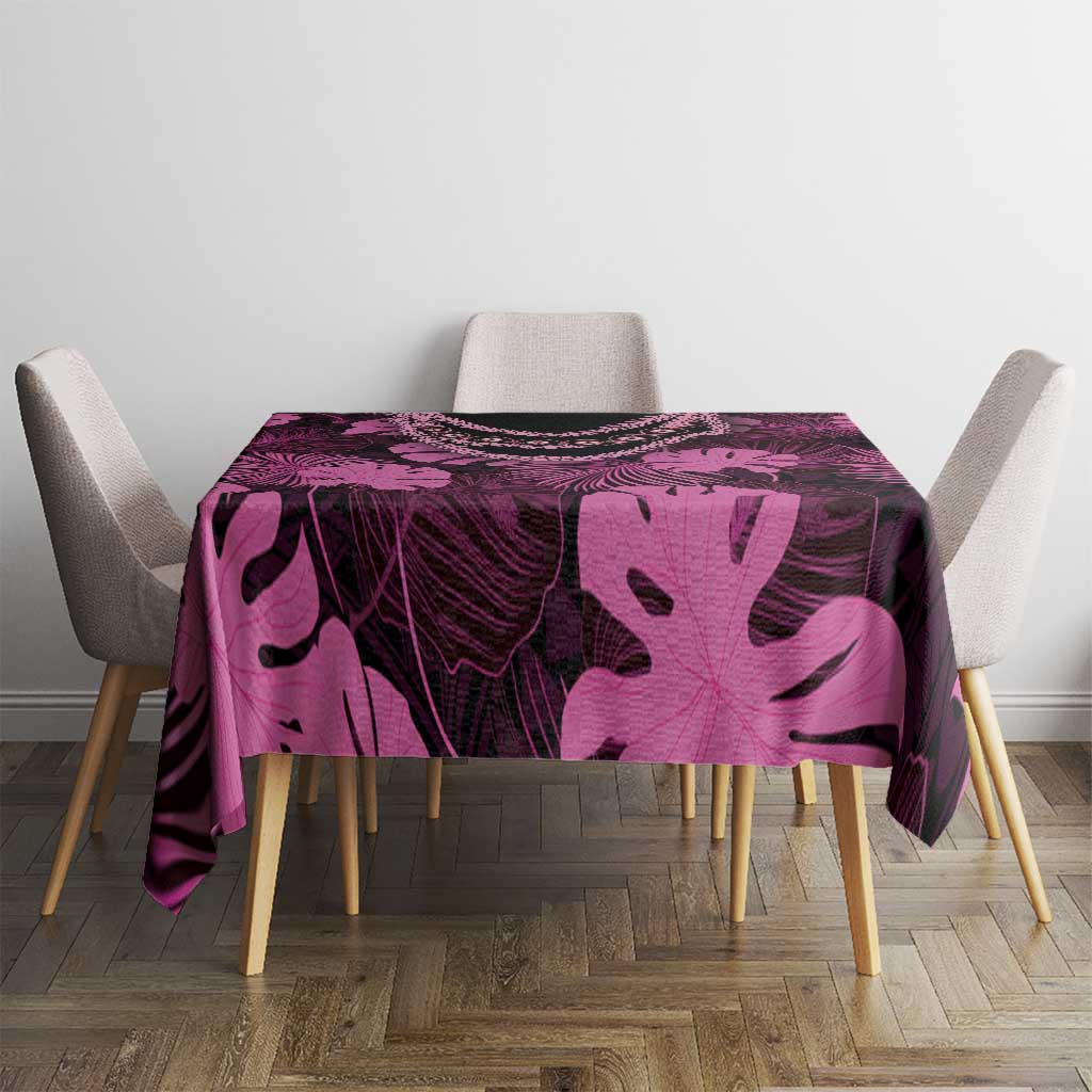 Pink Hawaii Kukui Nut Lei Tablecloth Hawaiian Pattern Monstera Tropical Vibes LT14 - Polynesian Pride