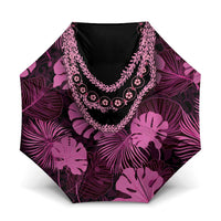 Pink Hawaii Kukui Nut Lei Umbrella Hawaiian Pattern Monstera Tropical Vibes LT14 One Size Folded 11.42 inch Opened Diameter 37.4 inch Pink - Polynesian Pride