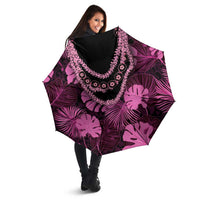 Pink Hawaii Kukui Nut Lei Umbrella Hawaiian Pattern Monstera Tropical Vibes LT14 - Polynesian Pride