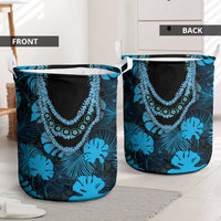 Blue Hawaii Kukui Nut Lei Laundry Basket Hawaiian Pattern Monstera Tropical Vibes LT14 - Polynesian Pride