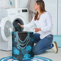 Blue Hawaii Kukui Nut Lei Laundry Basket Hawaiian Pattern Monstera Tropical Vibes LT14 - Polynesian Pride