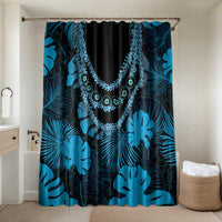 Blue Hawaii Kukui Nut Lei Bathroom Set Hawaiian Pattern Monstera Tropical Vibes LT14 Shower Curtain Only Blue - Polynesian Pride