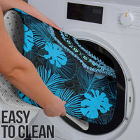 Blue Hawaii Kukui Nut Lei Bathroom Set Hawaiian Pattern Monstera Tropical Vibes LT14 - Polynesian Pride