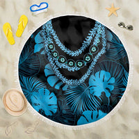 Blue Hawaii Kukui Nut Lei Beach Blanket Hawaiian Pattern Monstera Tropical Vibes LT14 One Size 150cm Blue - Polynesian Pride