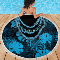 Blue Hawaii Kukui Nut Lei Beach Blanket Hawaiian Pattern Monstera Tropical Vibes LT14 - Polynesian Pride