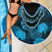 Blue Hawaii Kukui Nut Lei Beach Blanket Hawaiian Pattern Monstera Tropical Vibes LT14 - Polynesian Pride