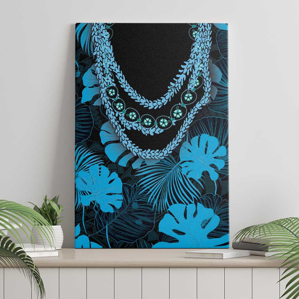 Blue Hawaii Kukui Nut Lei Canvas Wall Art Hawaiian Pattern Monstera Tropical Vibes LT14 - Polynesian Pride