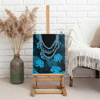 Blue Hawaii Kukui Nut Lei Canvas Wall Art Hawaiian Pattern Monstera Tropical Vibes LT14 - Polynesian Pride