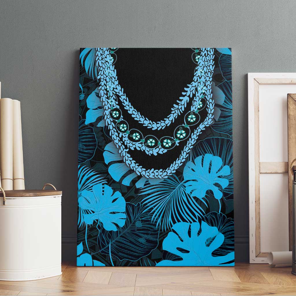 Blue Hawaii Kukui Nut Lei Canvas Wall Art Hawaiian Pattern Monstera Tropical Vibes LT14 - Polynesian Pride