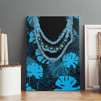 Blue Hawaii Kukui Nut Lei Canvas Wall Art Hawaiian Pattern Monstera Tropical Vibes LT14 - Polynesian Pride