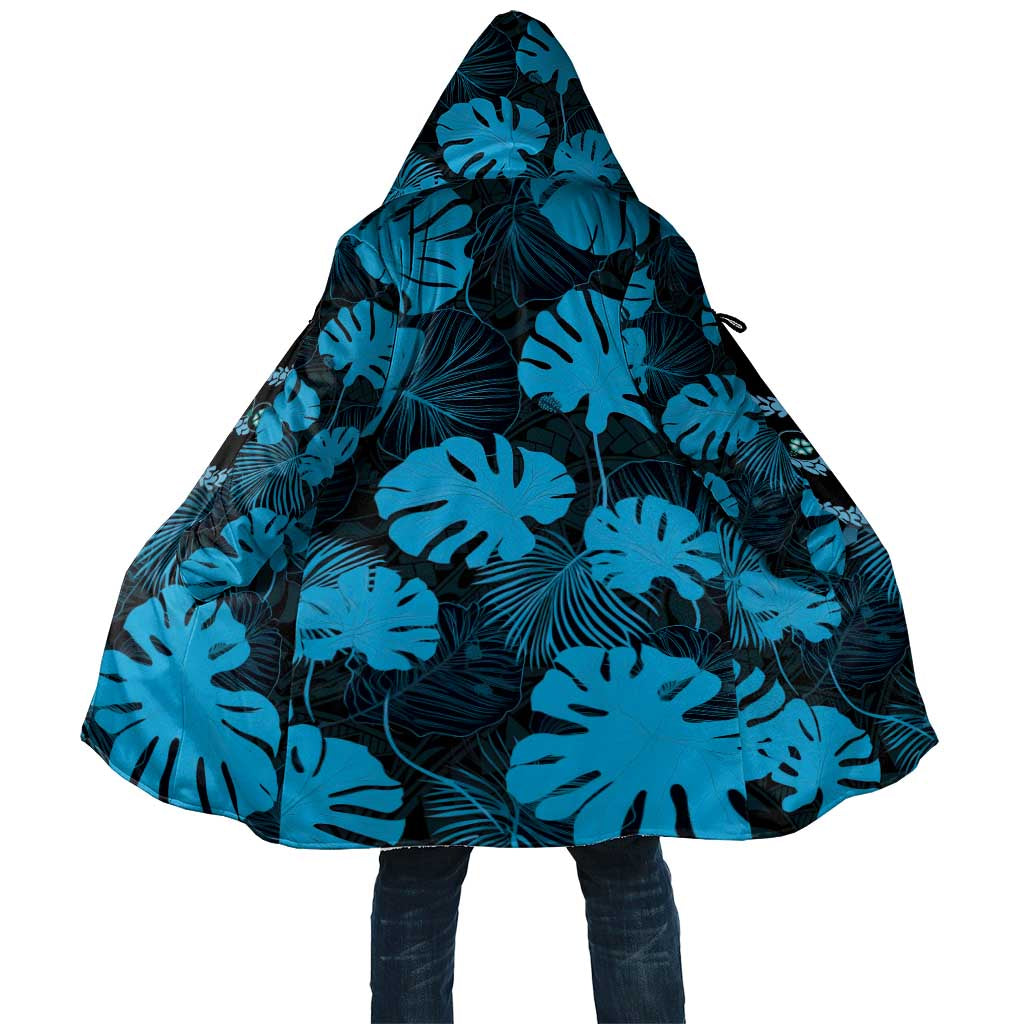 Blue Hawaii Kukui Nut Lei Cloak Hawaiian Pattern Monstera Tropical Vibes LT14 Unisex Blue - Polynesian Pride