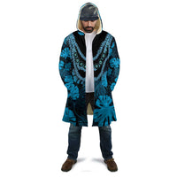 Blue Hawaii Kukui Nut Lei Cloak Hawaiian Pattern Monstera Tropical Vibes LT14 - Polynesian Pride