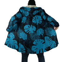 Blue Hawaii Kukui Nut Lei Cloak Hawaiian Pattern Monstera Tropical Vibes LT14 - Polynesian Pride