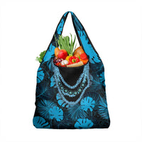 Blue Hawaii Kukui Nut Lei Grocery Bag Hawaiian Pattern Monstera Tropical Vibes LT14 1-pack One Size Blue - Polynesian Pride