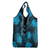 Blue Hawaii Kukui Nut Lei Grocery Bag Hawaiian Pattern Monstera Tropical Vibes LT14 - Polynesian Pride